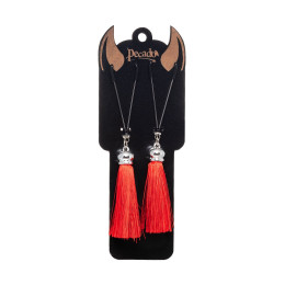 Зажимы на соски Pecado BDSM, «Вилки», с кисточками из шелка, металл, красные