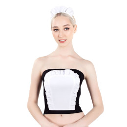 Верхняя часть костюма «Горничная», Pecado BDSM, корсет, головной убор, черно-белый, 40