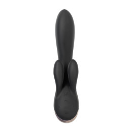 Вибратор с клиторальным стимулятором Satisfyer Double Flex Connect App, черный, силикон, 20 см