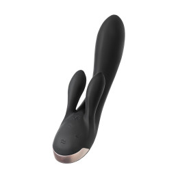 Вибратор с клиторальным стимулятором Satisfyer Double Flex Connect App, черный, силикон, 20 см