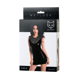 Платье Glossy Lulu из материала Wetlook, черное, L