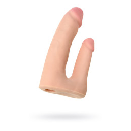 Фаллоимитатор поястной RealStick Elite для двойного проникновения, TPR, телесный, 19 см