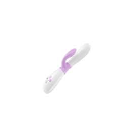 Вибратор rabbit с клиторальным стимулятором OVO K2-6, силикон, белый, 20,5 см