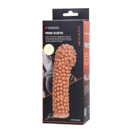 Насадка реалистичная KOKOS PENIS SLEEVE с дополнительной стимуляцией, TPE, телесная, 16.5 см