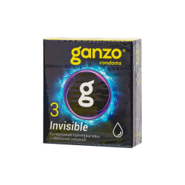 Презервативы Ganzo, Invisible, супер тонкие, латекс,18 см, 5,2 см, 3 шт.