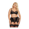 Комплект открытый SoftLine Collection Joana (бюстгальтер,пояс с пажами,стринги), черный, XL