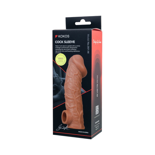 Насадка реалистичная KOKOS COCK SLEEVE 001-M с дополнительной стимуляцией, TPE, телесная, 15.6 см