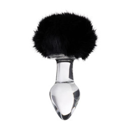 Анальная втулка Sexus Glass, Стекло, с черным хвостиком, прозрачная, 9,5 см