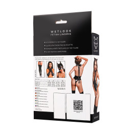 Боди Glossy Kitti с ушками на ободке из материала Wetlook, черное, L