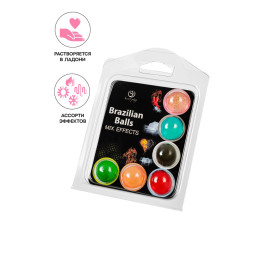 Массажное масло SECRET PLAY BRAZILIAN BALLS, микс эффектов, 6 х 4 гр