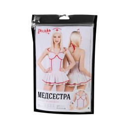 Верхняя часть костюма «Медсестра», Pecado BDSM, корсет, головной убор, бело-красный, 40