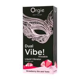 Съедобный гель с эффектом вибрации Orgie DUAL VIBE! Strawberry Gin And Tonic, на водной основе, 15мл
