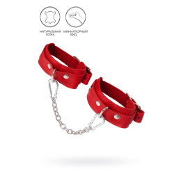 Оковы мини Pecado BDSM, со скруглёнными углами, натуральная кожа, красные