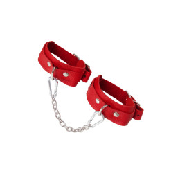 Оковы мини Pecado BDSM, со скруглёнными углами, натуральная кожа, красные