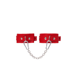Оковы мини Pecado BDSM, со скруглёнными углами, натуральная кожа, красные