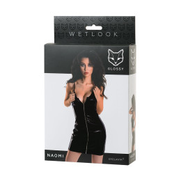 Платье Glossy Naomi из материала Wetlook, черное, L