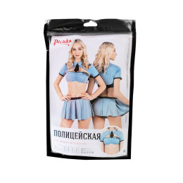 Верхняя часть костюма «Полицейская», Pecado BDSM, топ, жакет, галстук, голубой, 40