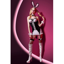 Костюм зайки Candy Girl Charity(платье с пажами,трусы,головной убор,чокер,чулки,манжеты), черный, OS