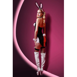 Костюм зайки Candy Girl Charity(платье с пажами,трусы,головной убор,чокер,чулки,манжеты), черный, OS