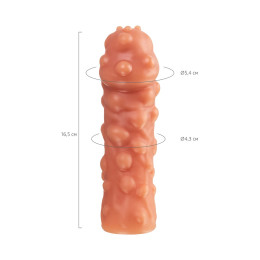 Насадка реалистичная KOKOS PENIS SLEEVE с дополнительной стимуляцией, TPE, телесная, 16.5 см