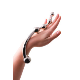 Анальная втулка-крюк, металл, серебряная, 30 см, Ø 3 см, 360 гр (в мешочке)