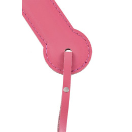 Паддл Pecado BDSM, твердый, натуральная кожа, пластик, розовый