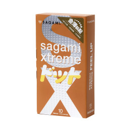 Презервативы Sagami, xtreme, feel up, латекс, 19 см, 5,3 см, 10 шт.