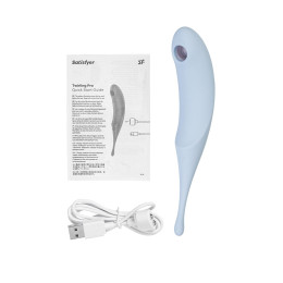 Точечный вибратор с вакуумной стимуляцией Satisfyer Twirling Pro, силикон, голубой, 20 см