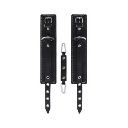 Оковы Pecado BDSM, двухслойные с белой строчкой, натуральная кожа, черные