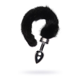 Анальная втулка Metal by TOYFA, металл, серебряная, с черным хвостом, 32 см, Ø 2,9 см, 175 г