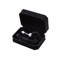 Анальная втулка Metal by TOYFA, металл, серебряная, с черным хвостом, 32 см, Ø 2,9 см, 175 г