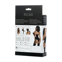 Боди Glossy KATHERIN из материала Wetlook на шнуровке, черное, S