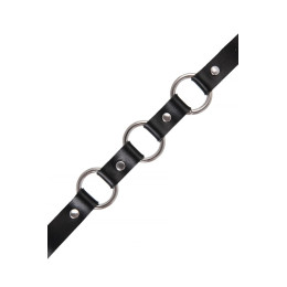 Чокер-ошейник Pecado BDSM, с кольцами в виде цепочки, натуральная кожа, чёрный