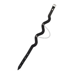 Чокер-волна Pecado BDSM, с цепочкой, натуральная кожа, черный