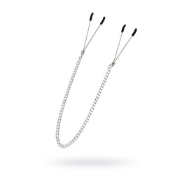 Зажимы на соски Pecado BDSM, «Вилки», на цепочке, металл, серебро