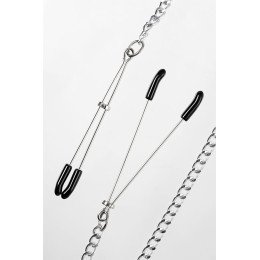 Зажимы на соски Pecado BDSM, «Вилки», на цепочке, металл, серебро