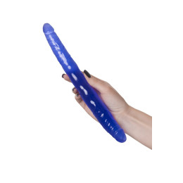Двусторонний фаллоимитатор TOYFA Basic, TPE, синий, 28,5 см