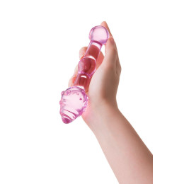 Двусторонний фаллоимитатор Sexus Glass, стекло, розовый, 17 см