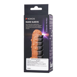 Насадка реалистичная KOKOS NUDE SLEEVE с дополнительной стимуляцией, TPE, телесная, 10 см