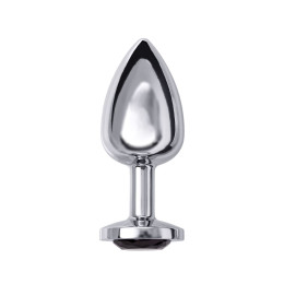 Анальная втулка Metal by TOYFA, металл, серебряная, с черным кристаллом, 10 см, Ø 4 см, 360 г