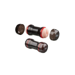 Двусторонний мастурбатор в колбе MALESATION Double Joy, TPE, черный, 25 см