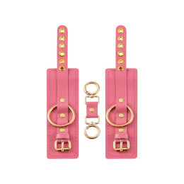 Наручники Pecado BDSM, прямоугольные, однослойные, натуральная кожа, розовый