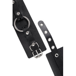 Наручники Pecado BDSM, из толстой кожи с люверсами, натуральная кожа, чёрные