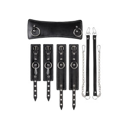 Система фиксации рук и ног Pecado BDSM, с мягкой нагрудной подушечкой, натуральная кожа, черная