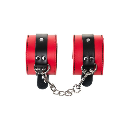 Оковы на ноги TOYFA Theatre, кожа, красный, 28 см