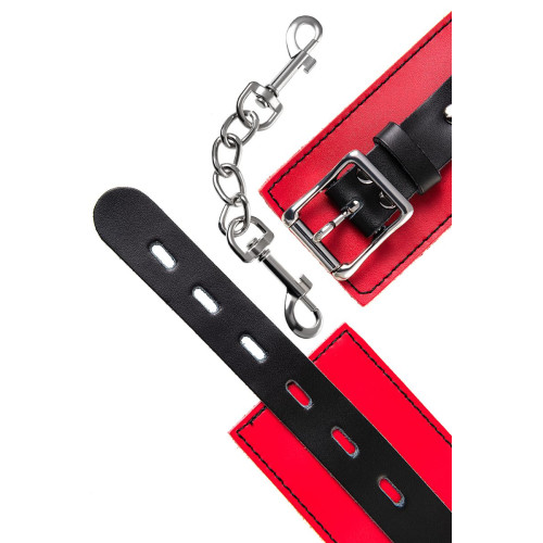 Оковы на ноги TOYFA Theatre, кожа, красный, 28 см