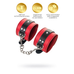 Оковы на ноги TOYFA Theatre, кожа, красный, 28 см