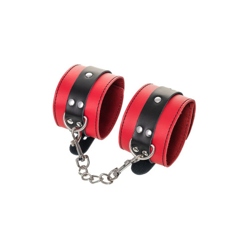 Оковы на ноги TOYFA Theatre, кожа, красный, 28 см