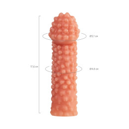 Насадка реалистичная KOKOS COCK SLEEVE 004-L с дополнительной стимуляцией, TPE, телесная, 17.6 см