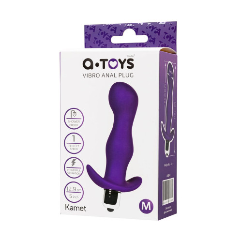 Анальная пробка с вибрацией A-Toys by TOYFA Kamet, размер M, силикон, фиолетовый, 12,9 см